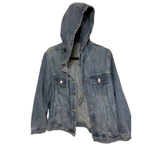 XLidM Women's Denim Jacket Hooded Blue Jean Trucker Coat Size XL